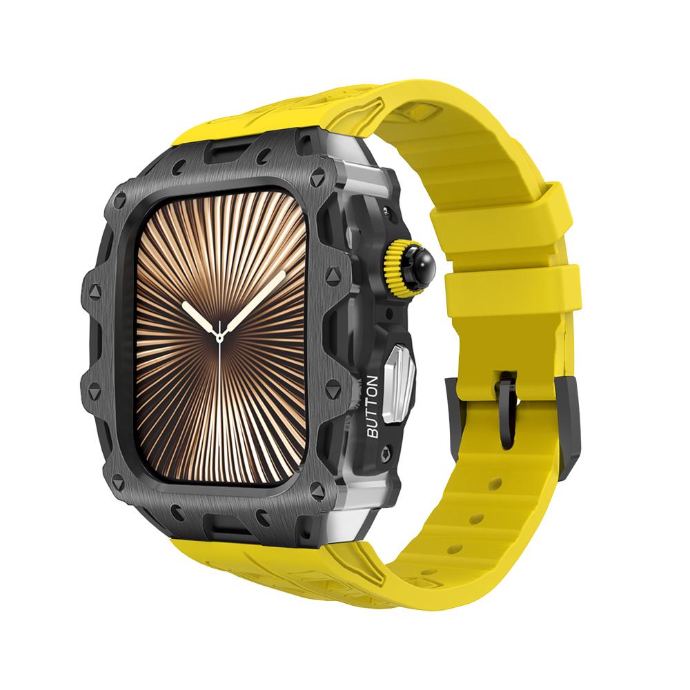 Hot Sale Mod Kit for Apple Watch 10 Series 46mm Silicone Watch Band Stainless Steel Case Smartwatch Replacement Band
