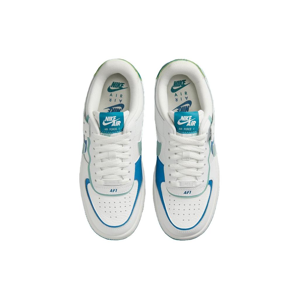 Nike Женские кроссовки Air Force 1 Shadow White Industrial Blue Teal Summit-White Geode-Teal Mineral DZ1847-101