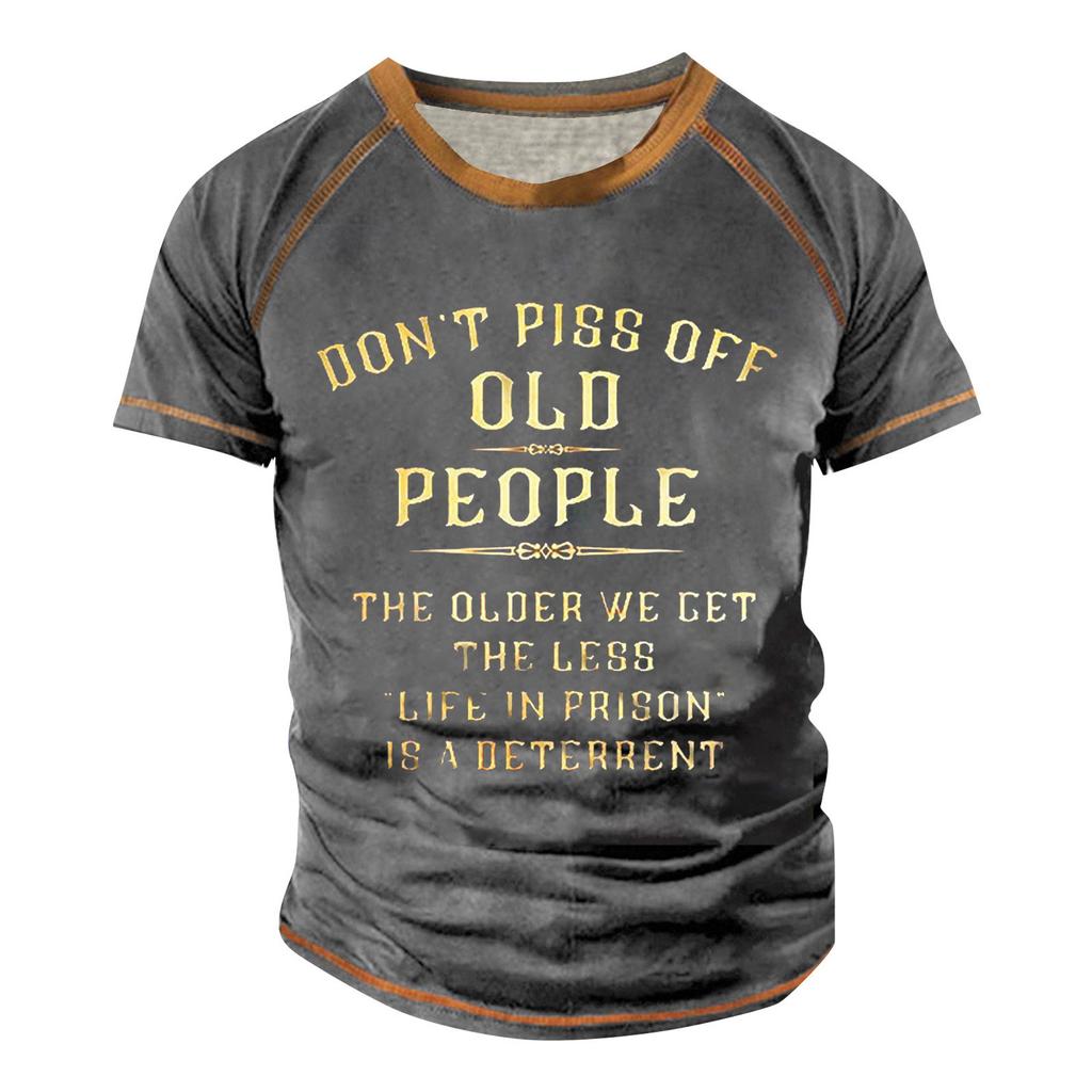 Men's Raglan T-shirt Retro Short Sleeve Round Neck Letter Printing Tops