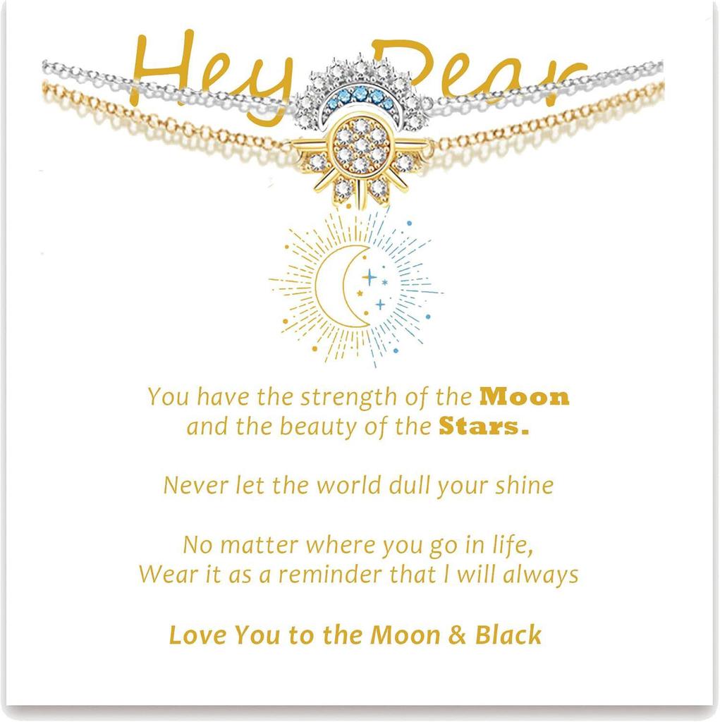 Набор парных браслетов "Луна Солнце Циркон" - Европейская и Американская Коллекция Многослойных Украшений