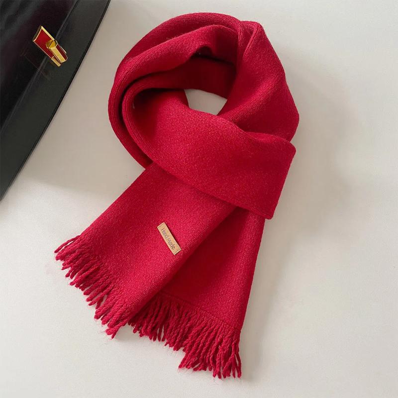 2024 New Autumn and Winter New Solid Color Tassel Simple Yarn Scarf Shawl Dual-use Warm Scarf for Women
