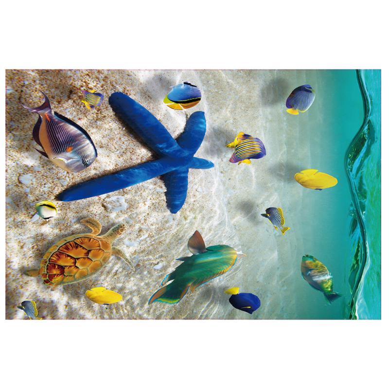 Съемная 3D наклейка на стену Пляж Море, 60x90см, Водонепроницаемые наклейки на пол Морская звезда, Наклейки на стену для детской комнаты, Декор для детской