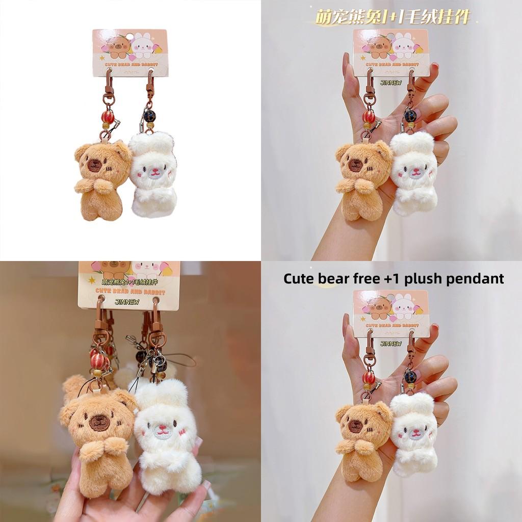 Rabbit Bear Plush Animal Keychain Set With Soft Fur For Kids And Collectors