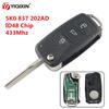 YIQIXIN 5K0 837 202AD 433 ID48 чип 3 кнопки дистанционный откидной ключ для VW Volkswagen Beetle Caddy Eos Golf Jetta Polo Scirocco