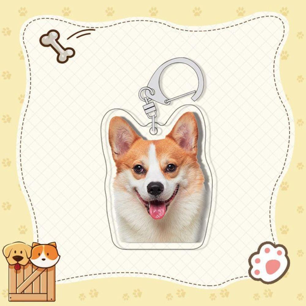Samoyed Labrador Puppy Pendant Husky Acrylic Corgi Keyring Border Collie Dog Keychain  Unisex
