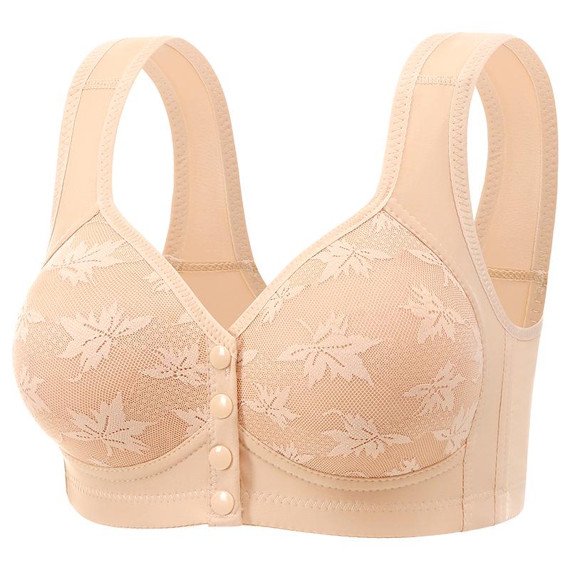 Women's Soft Cotton Front Buckle Wireless Vest Bra - Plus Size, Breathable, Comfortable, Thin Cup, Floral