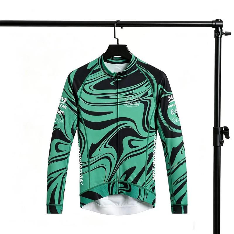 Mens Cycling Jersey Short Sleeve Ocean Conservation Print Quick Dry Breathable Road Bike Apparel