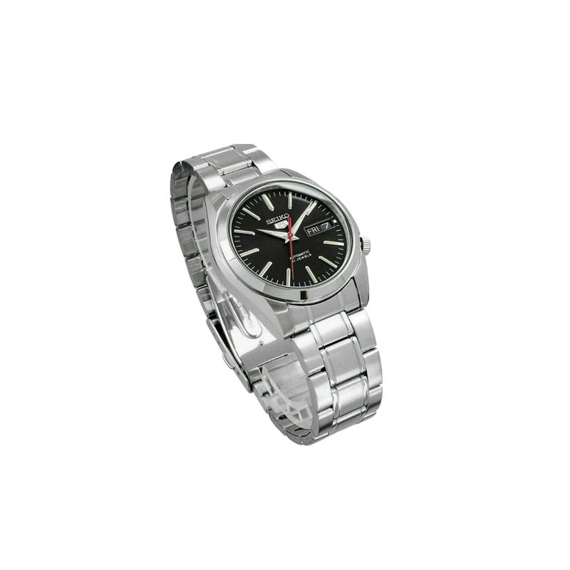 Seiko Мужские повседневные автоматические часы с водозащитой 30 метров, стальной ремешок, черный циферблат SNKL45K1