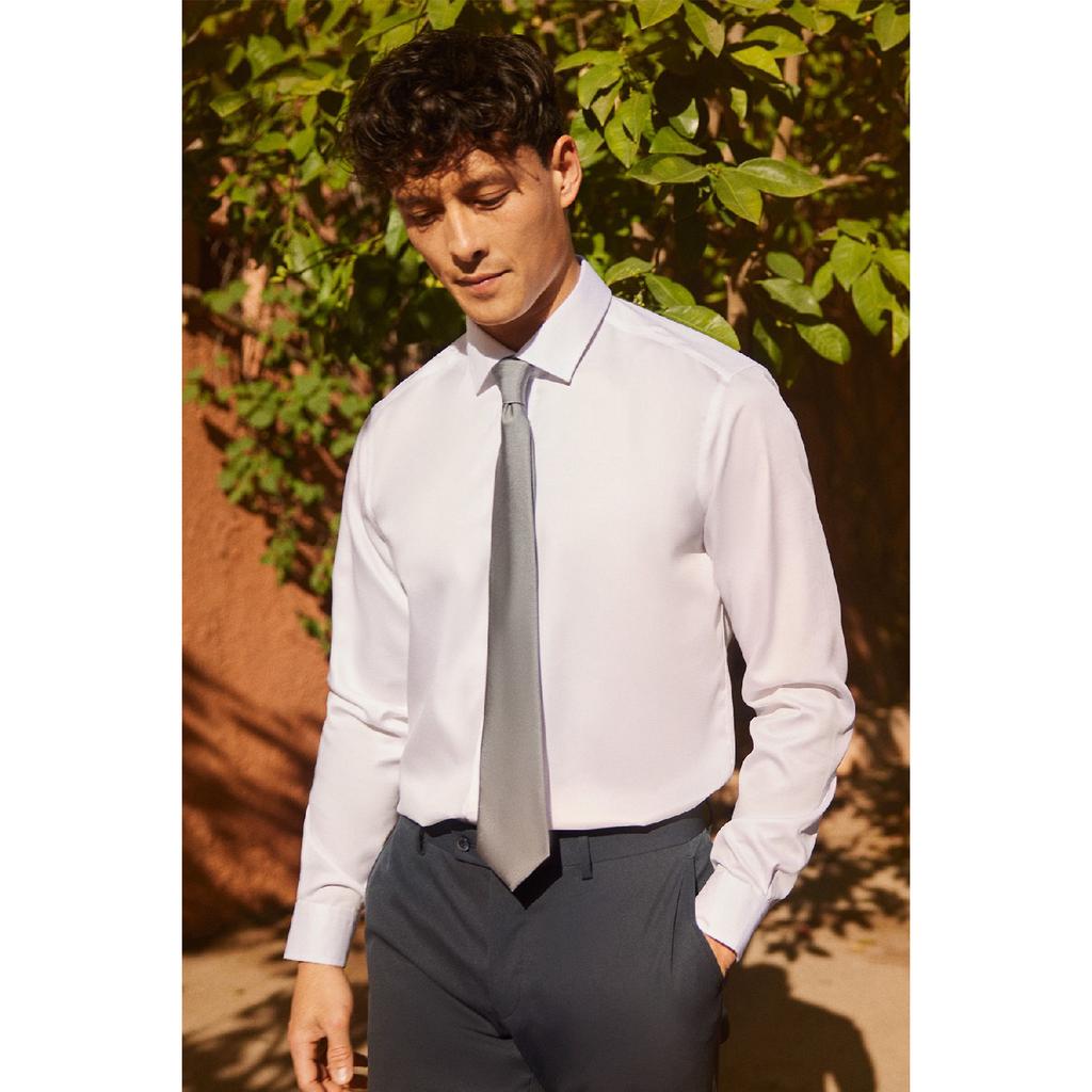 Men's White Easy-iron Slim Fit Slim Fit Classic Collar Cotton Shirt