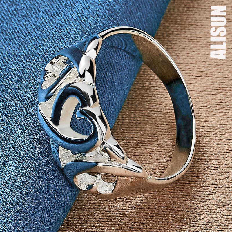925 Sterling Silver Heart Ring Fashion Wedding Jewelry