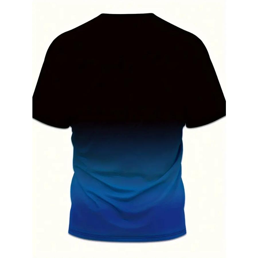 Футболка мужская с графическим принтом ярких градиентных цветов - футболка с коротким рукавом и круглым вырезом из удобной ткани