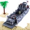 Military Navy Higgins Landing Ship Soldier Minivan Boy Assembled Building Block Toy