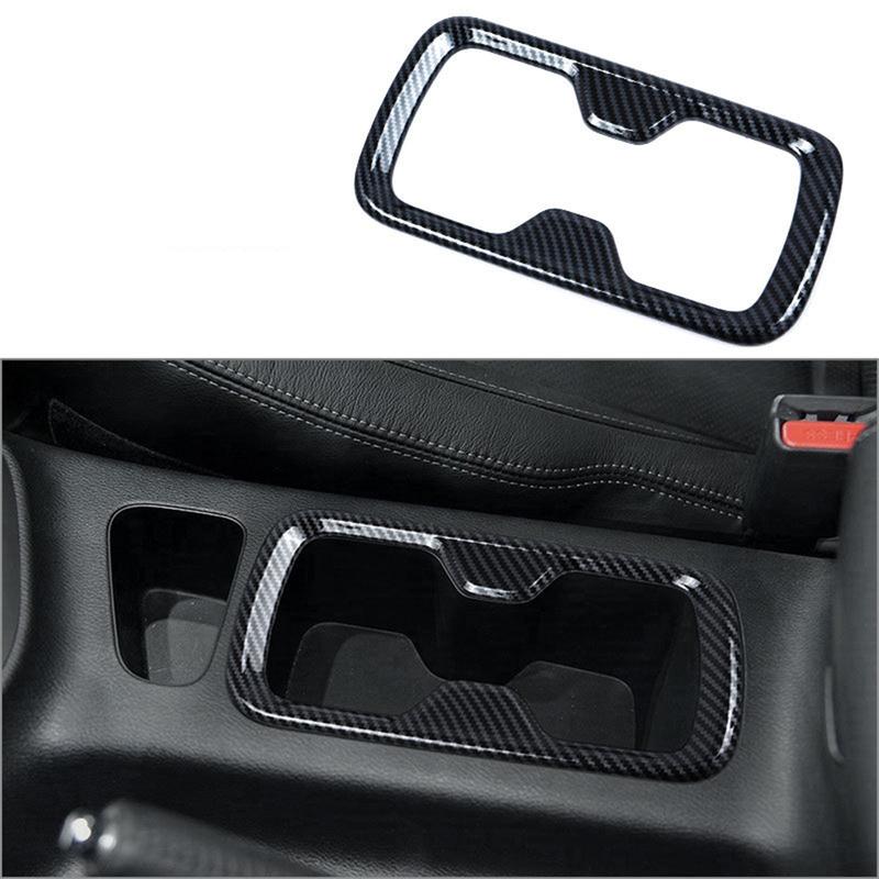 for Nissan Navara NP300 2016-2019 Car Front Water Cup Holder Frame Cover Trim Sticker Carbon Fiber Accessories