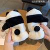 New Half-finger Cute Panda Student Writing Leaking Finger Gloves Cartoon Girl Riding Warm Riding Plush Gloves