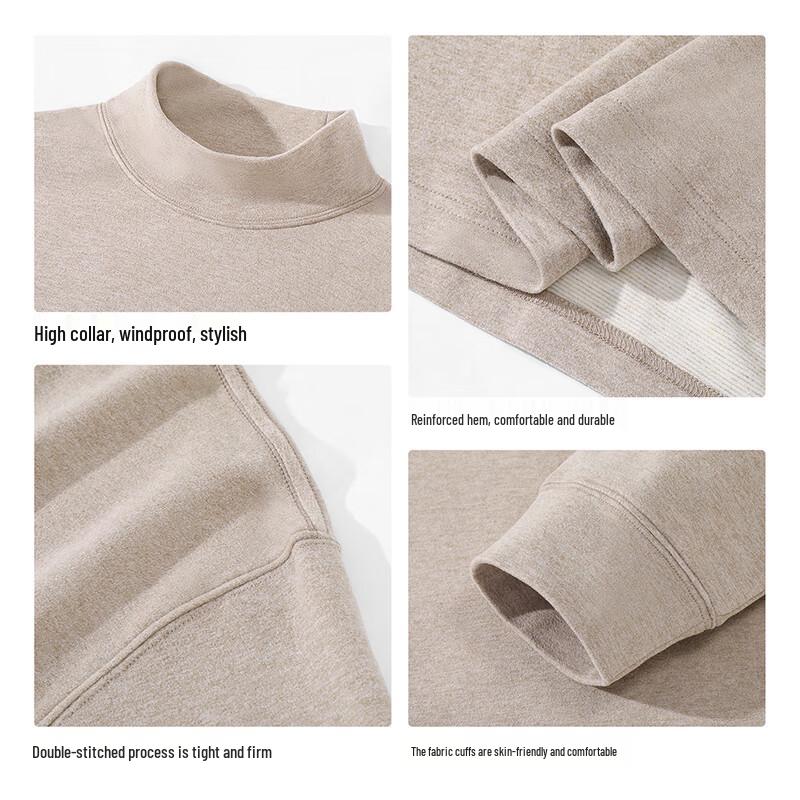 Warrior Men's High-Collar Double-Sided Fleece Thermal T-Shirt