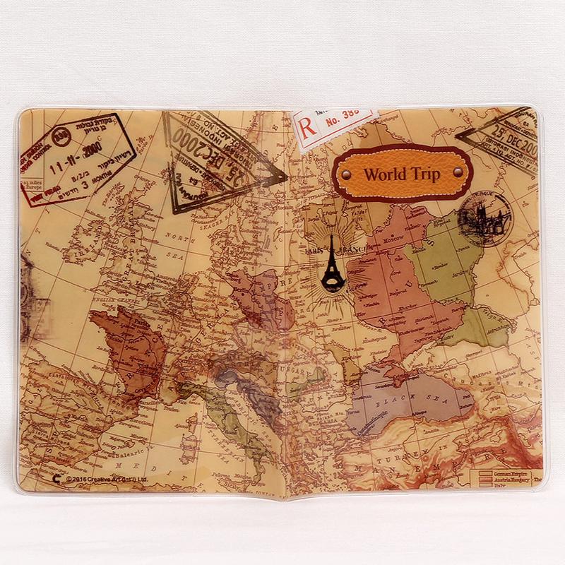 New World Trip Map Travel Passport Covers PVC Leather ID Card Bag Passport Holder Passport Wallets