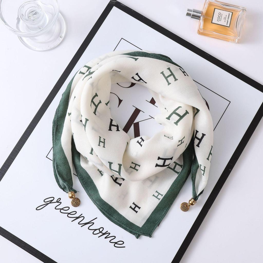 Осенне-зимний шелковый шарф в западном стиле с корейским акцентом в виде магнитного золотого шарика