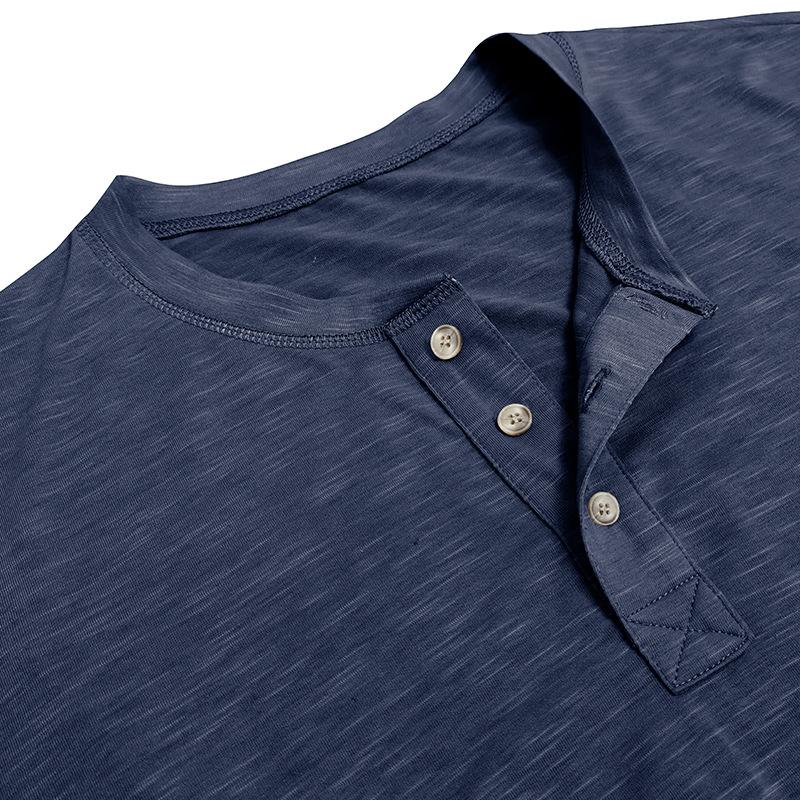 Летняя новая мужская однотонная рубашка с короткими рукавами Хенли футболка модные универсальные топы