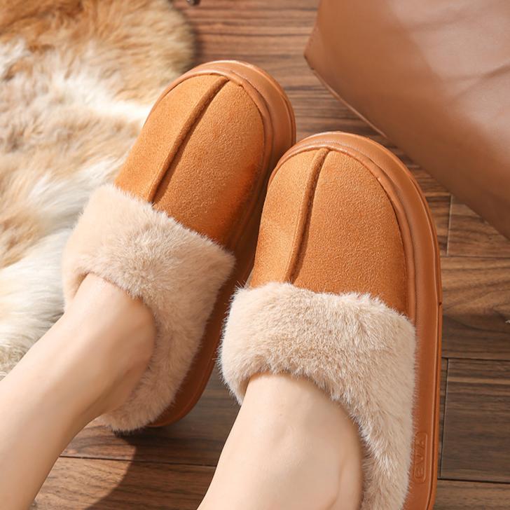 Хлопковые тапочки для женщин, осенне-зимние, для дома, с толстой подошвой, теплые и нескользящие плюшевые тапочки