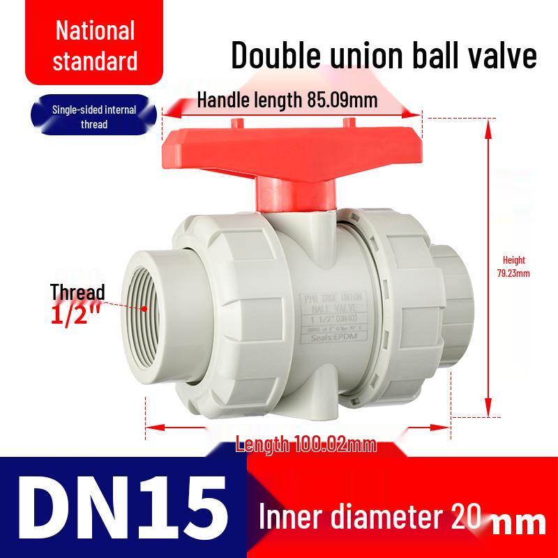 Rongsheng PPH High-Temperature Resistant Double Union Ball Valve, Hot Melt Socket PPR Water Valve DN25 DN50.