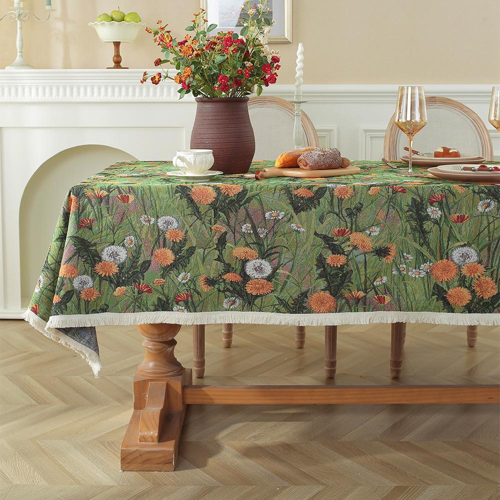 Скатерть в стиле винтажной масляной живописи, чехол для тумбы под телевизор, полотенце, жаккардовая хлопковая льняная ткань, бытовые прямоугольные скатерти