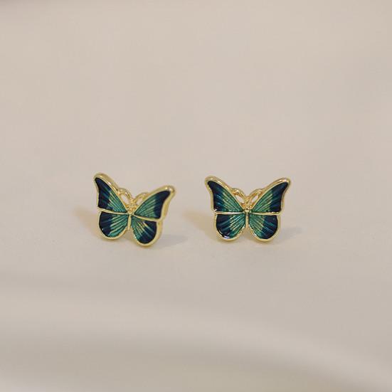 1 Pair Women Earrings Electroplating Dressing Up Alloy Eye-catching Enamel Butterflies Shape Ear Studs Fashion Accessories