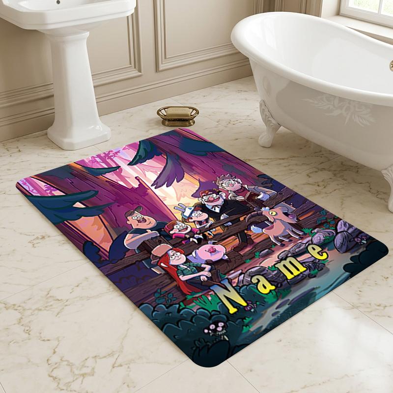 Custom Name Forest Friends Living Room Non-Slip Area Rug Soft Carpet for Bedroom Kids Playroom Sofa Office Home Decor Doormat