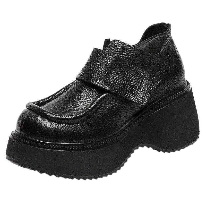 2024 весенние новые удлиняющие лоферы, туфли-лодочки из натуральной кожи на липучке, модная универсальная женская обувь на платформе