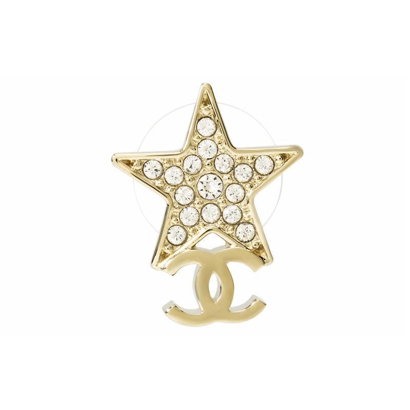 Chanel Классические серьги-гвоздики с металлическим логотипом Double C Star для женщин, золотые