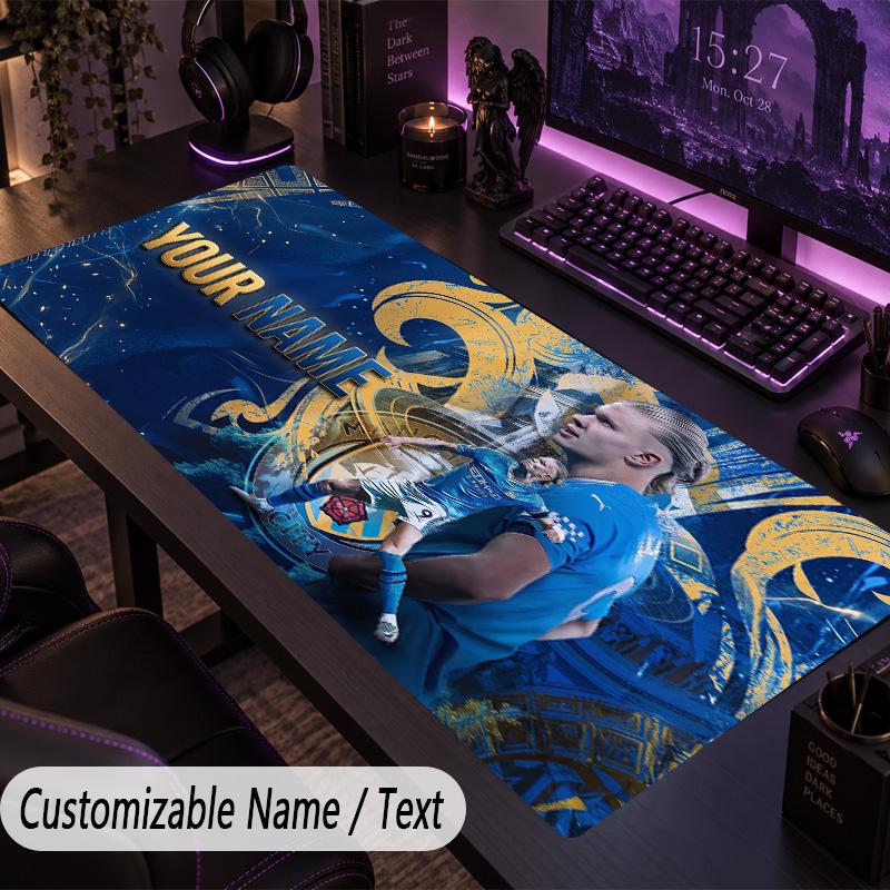 Large Mouse PadErling Haaland Custom Name Text Personalized Desk Mat Non Slip Gaming Pad
