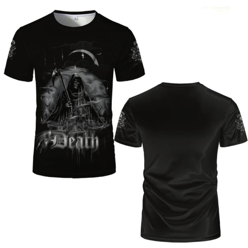 Rebel Skull Gesture Graphic T-Shirt - Edgy Men's Streetwear Tee with 3D Print, Dark Theme, Soft Polyester S-XXXL Mens T Shirts