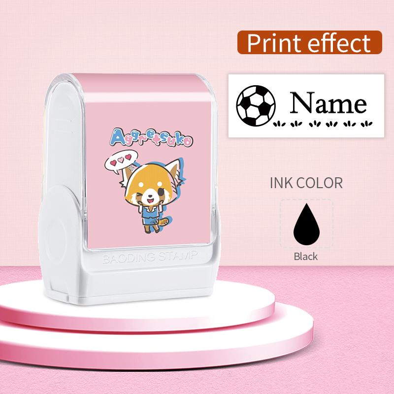 Custom Aggressive Retsuko Name Stamp with Waterproof Ink Designs, Self-Inking Signature Seal for Marking School Supplies
