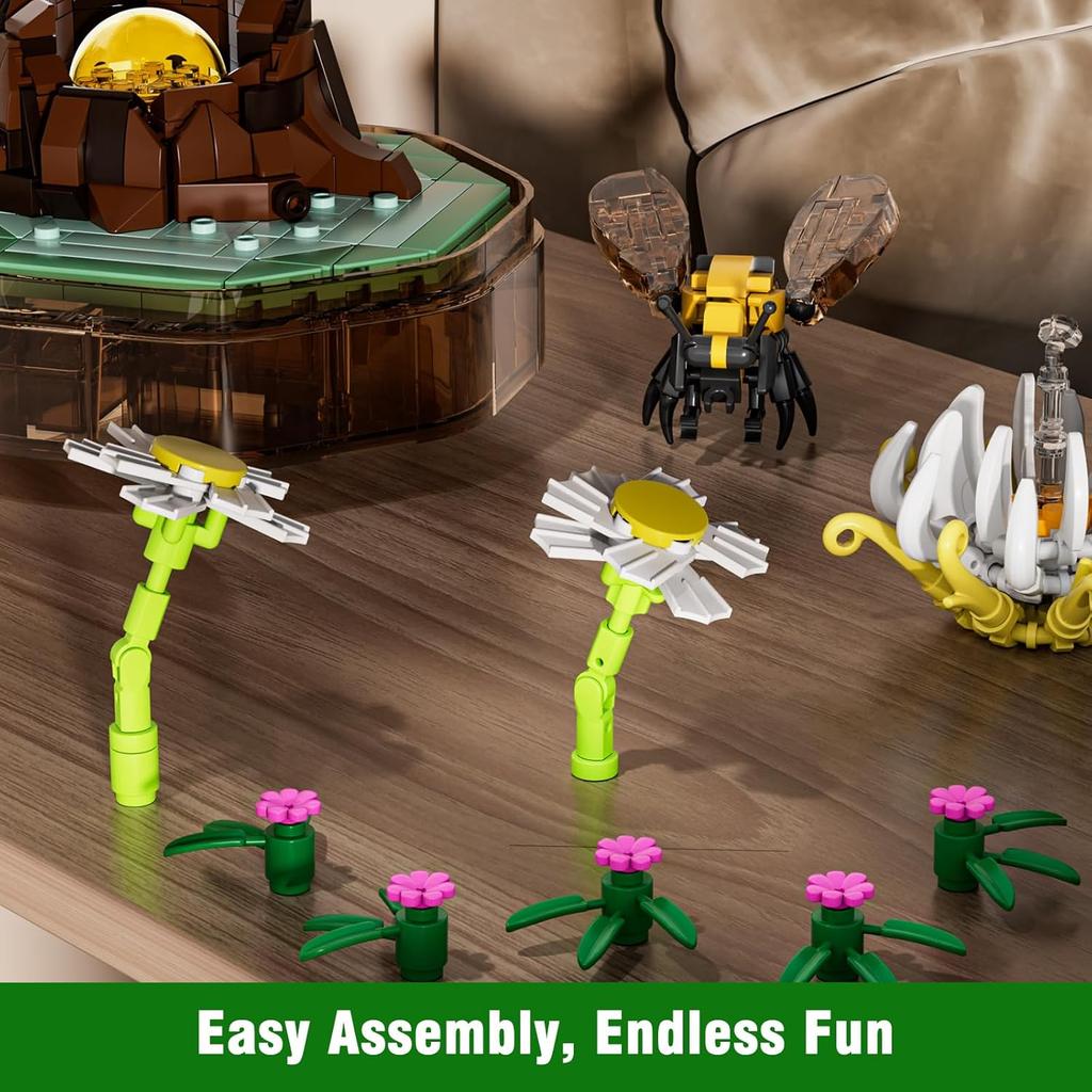 MOULD KING 10104 Набор для сборки коллекции насекомых пчел с музыкальной коробкой для показа рождественских украшений в подарок