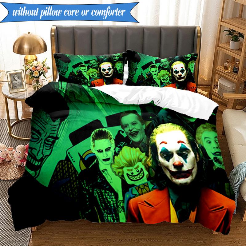 Abstract clown Pattern 3pcs K-pop music group Bedding set,Ideal for Bedroom, Dormitory,Including Duvet Cover And 2pcs Pillowcases,Fan gifts