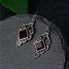 Vintage Hook Chic Engagement Wedding Jewelry Red Agate Earrings Ruby Ear Stud Dangle  Gemstone
