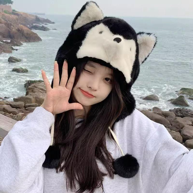 New Husky Puppy Hat Northeast Warm Skiing Winter Thickened Plush Ear Protectors Cute Lei Feng Hat Children