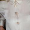 1/6Pcs Button Covers Faux Pearls Shiny Rhinestone Flower Shape Button Clip with