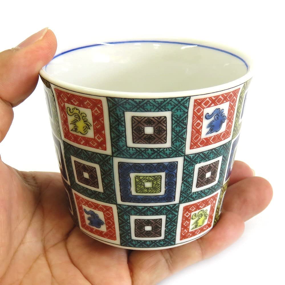 Waza No Kura Stylish Kutani Ware Soba Choko (Soba Cup) with Iroe Stone Pavement Design, Ceramic, High-Quality Brand, Japanese Tableware, Made In Japan