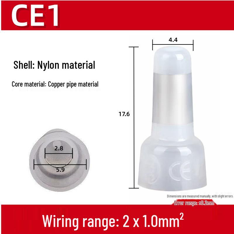 CE Nipple Type Transparent Flame Retardant Wire Connector Caps, Quick Connect Nylon Crimp Terminals