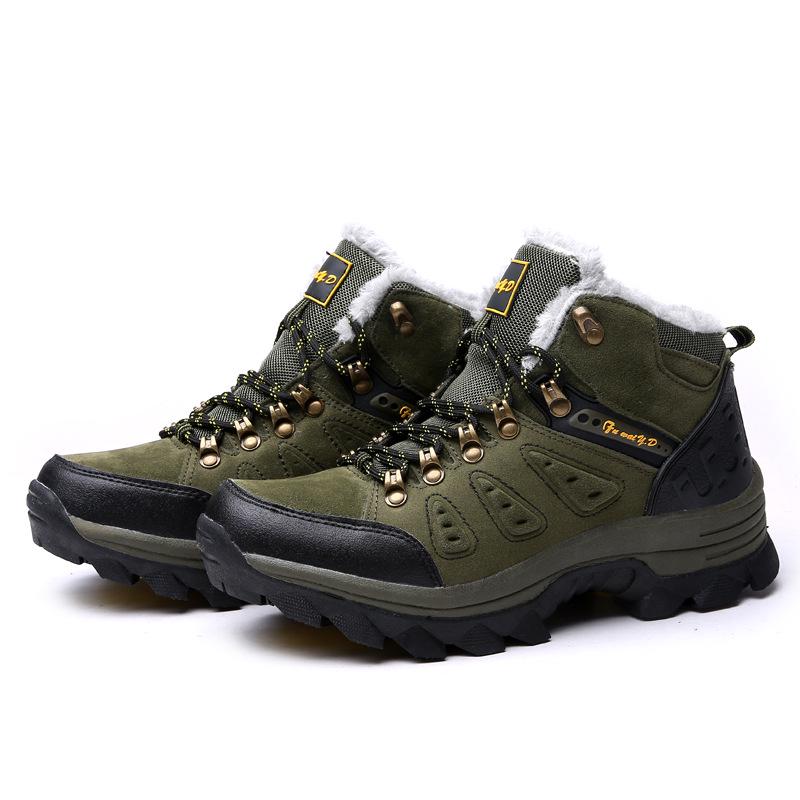 Зима новая 2025 большой размер ботинки теплые утолщенные походные ботинки северные волосатые мужские высокие сноубутсы