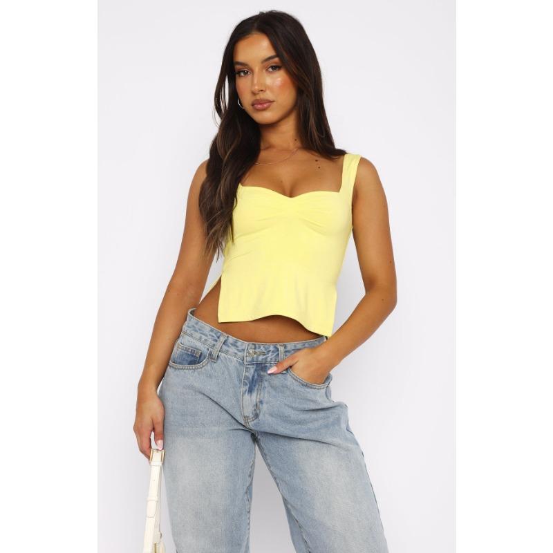 YYFS Женская мода повседневная летняя весна однотонная без рукавов с принтом на подтяжках блузки и рубашки