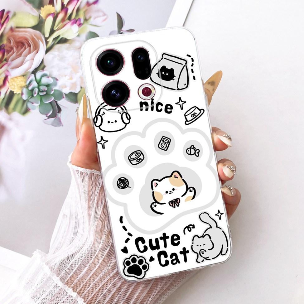 Clear For Oppo Find X9 Case Cover Cute Cat Fashion Butterfly Luxury Painted Soft Casing For Oppo CPH2797 PLJ110