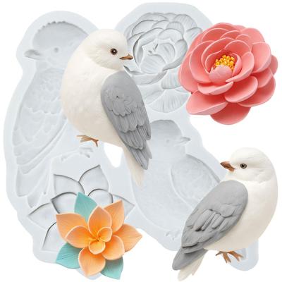 Силиконовые формы для птиц, форма для цветов, форма для мастики, инструменты для украшения торта, топпер для кекса, форма для конфет, шоколада, гампасты