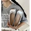 Fashion New Spring and Summer Flat Ballet Shoes for Women Mary Jane Shoes Ballet Flats for Women Bow Silver Flat Shoes