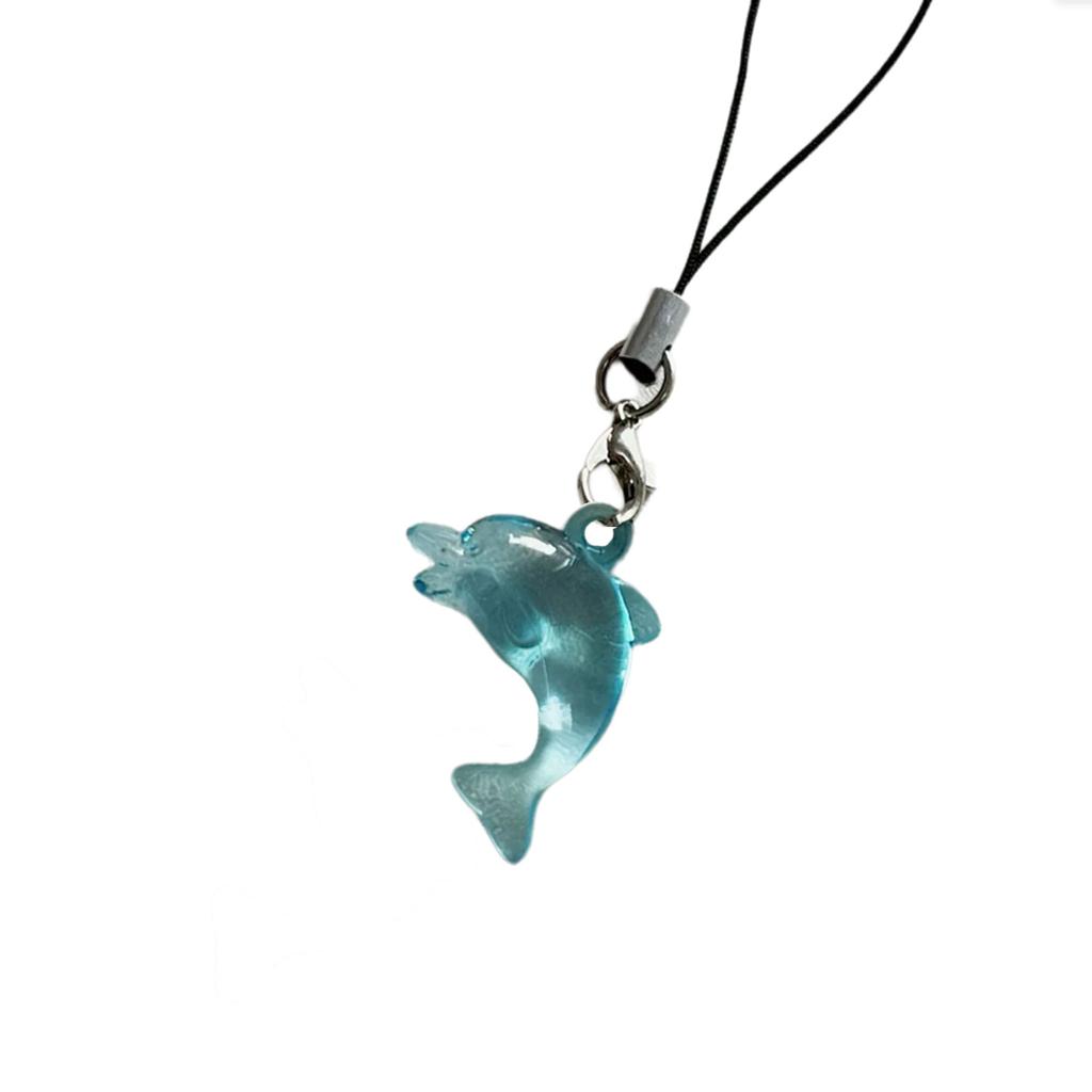 Портативный акриловый брелок-подвеска с украшением в виде уникального синего дельфина, ручная работа, шнурок для телефона из бисера