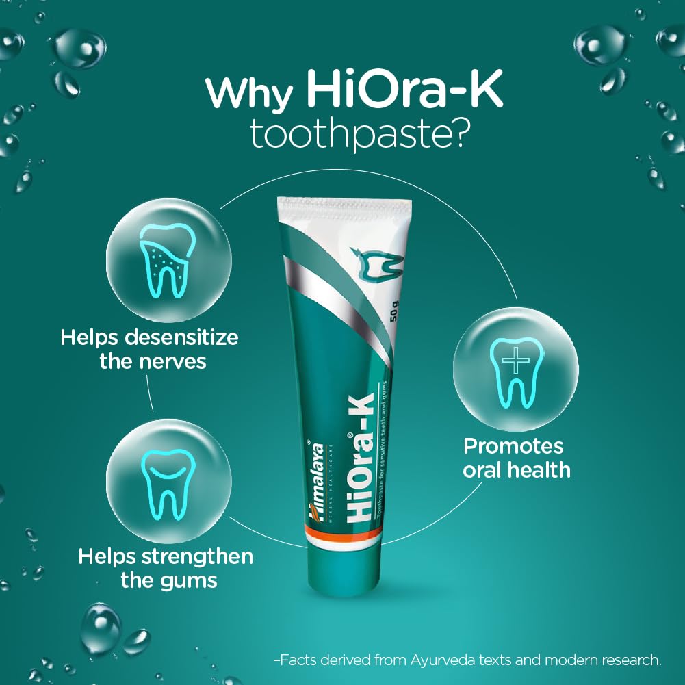 Himalaya Травяная зубная паста HiOra-K 50 г Для чувствительных зубов и ухода за деснами Мягкая гигиена полости рта Вегетарианская Свежее дыхание