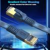 Плоский интернет-кабель CAT 8 40 Гбит/с 2000 МГц Круглый RJ45 Нейлоновая оплетка LAN-кабель Патч-корд для модема, роутера, ПК, PS4/5/6, Xbox