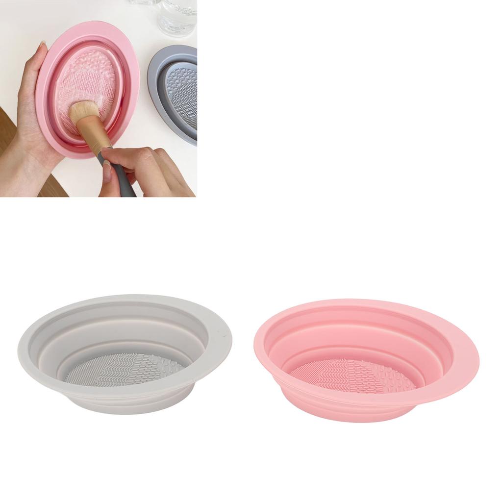 2 шт. Силиконовая чаша для очистки косметических кистей Складная чаша для очистки кистей для макияжа для кистей для макияжа, спонжей для макияжа
