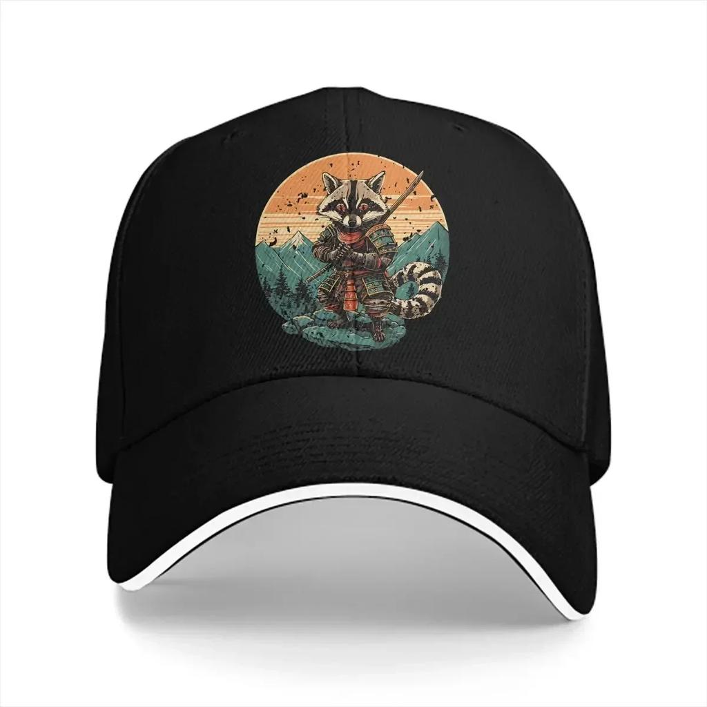 Summer Cap Sun Visor Racoon Samurai Sunset Hip Hop Caps Raccoon Lover Cowboy Hat Adjustable Peaked Hats