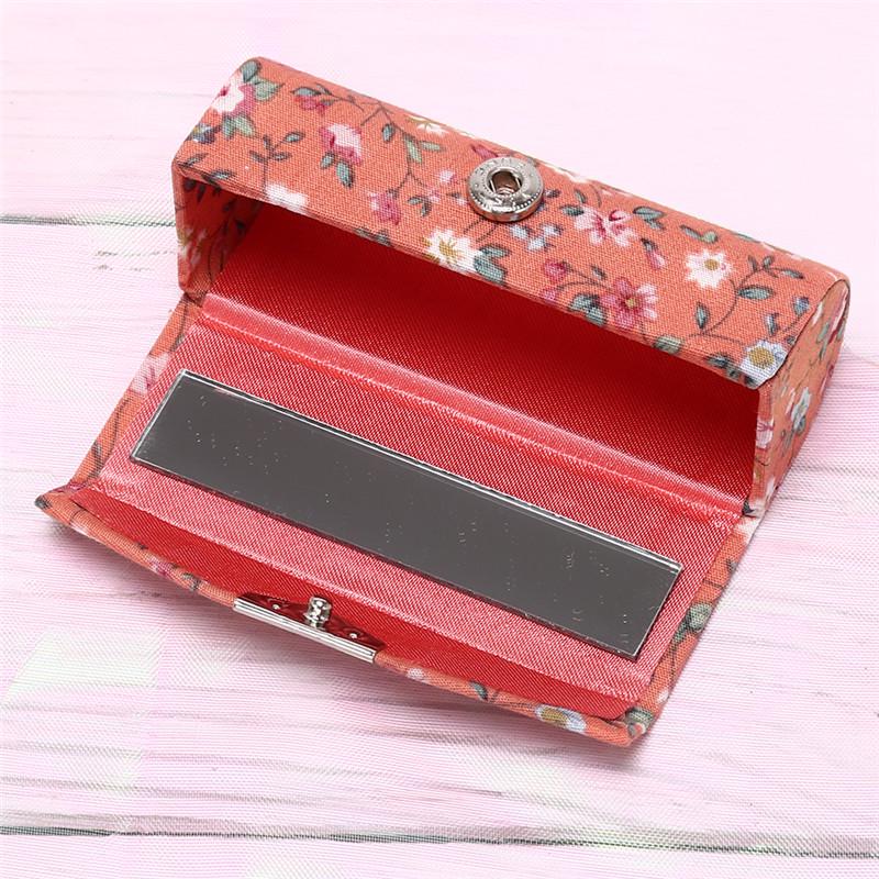 Lipstick Case Retro Embroidered Holder Flower Design With Mirror Packaging Box